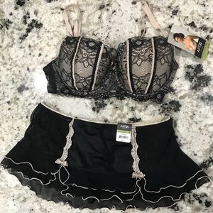 Corset bra and thong skirt set